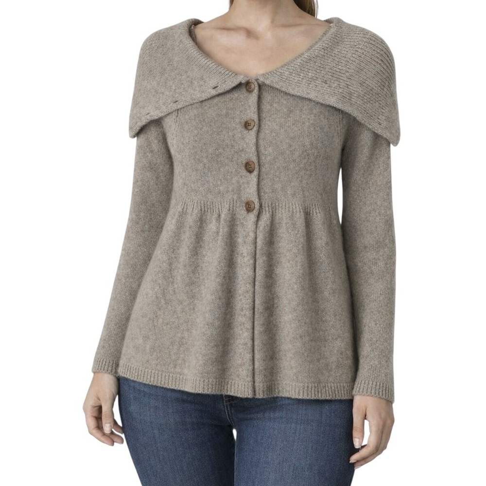 Vince Womens Sweater Size Small Tan Taupe Cape Collar